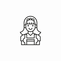 smiling housewife character icon sign vector