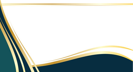 Abstract certificate background, dark green gold wave at bottom and left