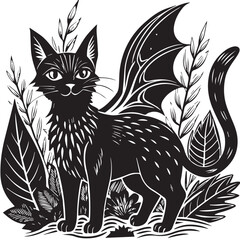 A cute black and white cartoon cat and mouse vector illustration design