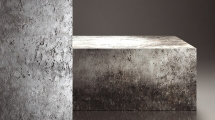 Concrete surface with a rectangular block and a vertical slab