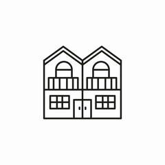 two story house icon sign vector