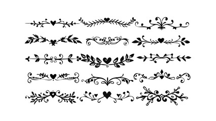 Obraz premium Floral divider vector ornament border decorative flourish design element set