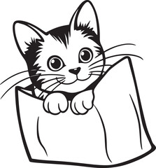 A fun and cute cartoon kitten vector illustration of a black cat character with a funny smile, perfect for pet-related design and drawing projects