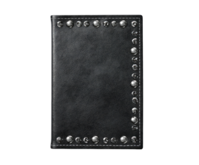 Dark gray leather wallet with studded border