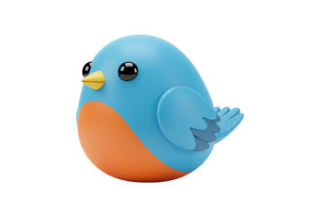 Isolated Cute Blue and Orange Bird Character
