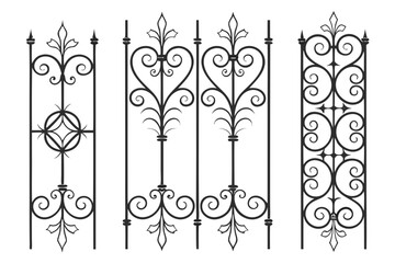 Decorative ironwork ornamental gate fence railing scrollwork metalwork design element
