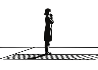 SIlhouette of a woman full-black on a white vector illustrator