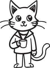 A happy cartoon cat with a big smile is a cute vector illustration of a fun pet animal character