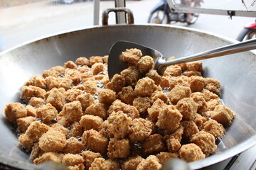 fried tofu on pan