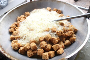 cooking fried tofu