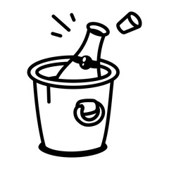 A hand drawn style icon showing champagne bottle


