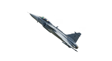 Sleek fighter jet soars through the dark sky in dynamic ascent