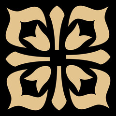 A classic ornate symmetrical beige pattern forms an elegant decorative artwork.