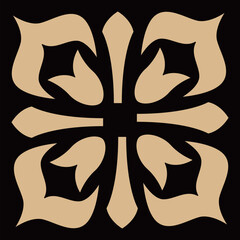 A classic ornate symmetrical beige pattern forms an elegant decorative artwork.