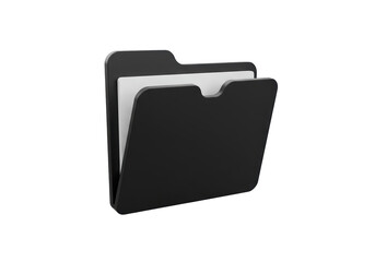 Isolated Black Document Folder with White Papers