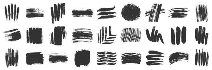 Set of unique black style brush stoke vector shape design.
