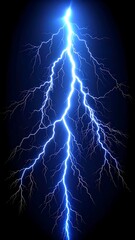 Intense vertical lightning bolt against a black background