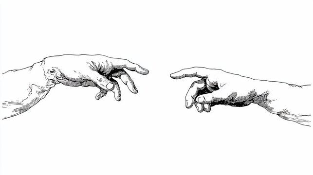 Two hands almost touching, creating a moment of divine connection