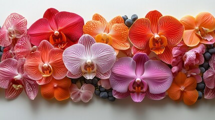 Vibrant Orchids Arranged Colorful Horizontal