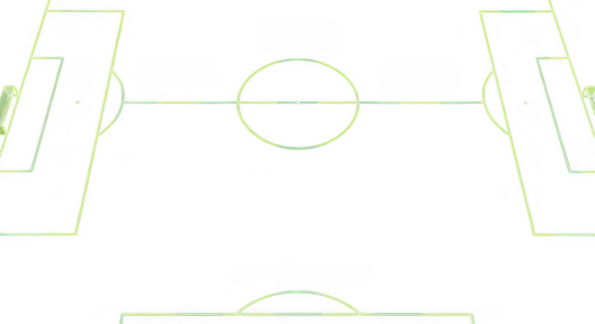 Aerial view of a dark soccer field with bright white lines and goals