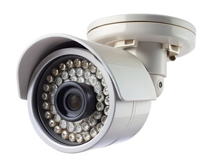 Security surveillance camera with infrared night vision isolated on transparent background