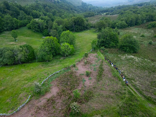 Horseback riding route between the Estacas de Trueba and Lunada Passes in the Pasiegos Valleys of Burgos. Las Machorras, Merindades Region, Burgos, Castile and Leon, Spain, Europe
