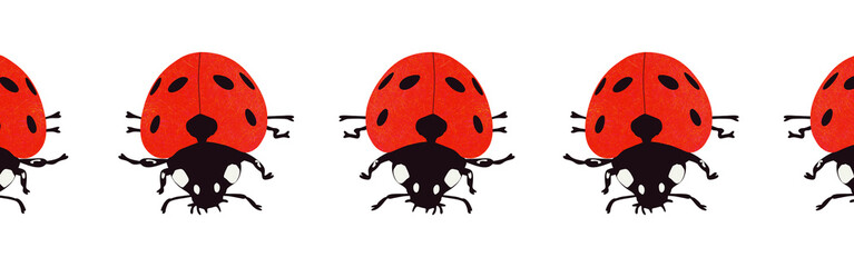 Fototapeta premium Ladybug icon border. Ladybug silhouette symbol. Ladybug border isolated on white background