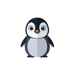A cute baby penguin illustration in a flat design style. Vector graphic icon isolated on a white background.