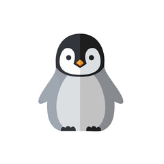 Cute baby emperor penguin chick illustration. Adorable arctic animal character in flat vector style isolated on white. V (15).ai concept.