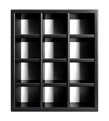 Square black display case with nine compartments