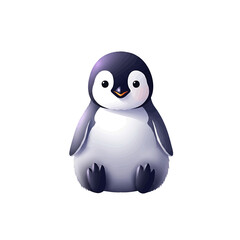 A charming vector illustration of a cute baby penguin chick. Adorable Antarctic bird graphic icon isolated on a clean white background.