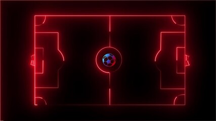 glowing representation of a soccer field against dark background. the field future stand makings  point penalty area.modern and dynamic feel futuristic sports theme . - Powered by Adobe