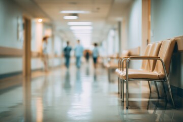 Hospital corridor with blurred figures
