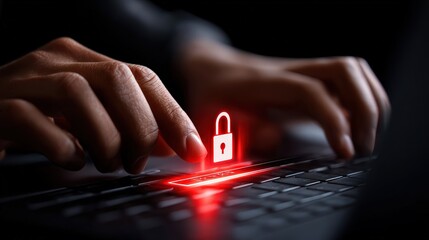 Cybersecurity Concept With Lock Icon On Keyboard