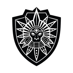 Aztec Warrior Shield Motif Design
