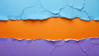 Abstract Torn Paper Background in Blue, Orange, and Purple &ndash; Modern Minimalist Texture Art