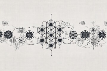 Abstract design with interconnected floral and geometric patterns
