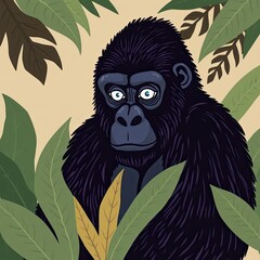 Obraz premium Tribal Illustration of Gorilla in Jungle