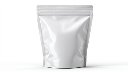 A blank, resealable stand-up pouch bag displayed on a white background, ideal for packaging various products