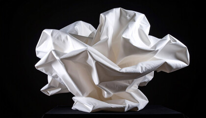 Sculptural Textile Art: A captivating studio shot of abstract form of art, highlighting the intricate folds and textures of the material with dramatic lighting