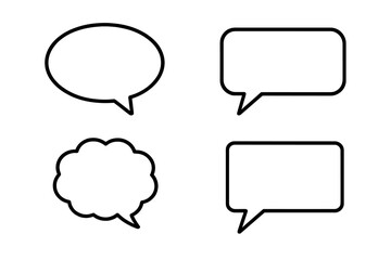 Obraz premium Speech bubble set outline collection. Blank cartoon comic balloon templates. Dialogue, message cloud vector shapes. Conversation, talk, chat symbol icons. Communication graphic element illustration