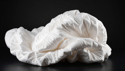 Obraz premium Cloud of Comfort: A close-up shot captures a pristine, artfully arranged cloud-like shape made of a soft, white fabric, offering a visual representation of coziness and serenity.