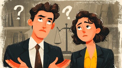 Confused Man and Woman with Question Marks questioning