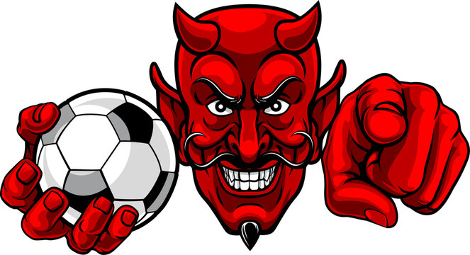 Devil Soccer Football Ball Mascot Illustration