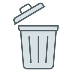 open garbage can flat color vector illustration template design