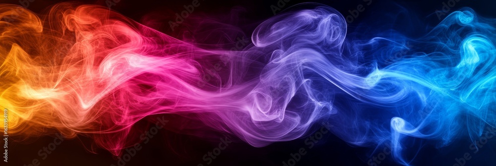 Wall mural vibrant multicolored smoke layers and swirls creating a mesmerizing motion graphic effect design