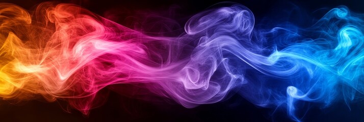Obraz premium Vibrant Multicolored Smoke Layers and Swirls Creating a Mesmerizing Motion Graphic Effect Design