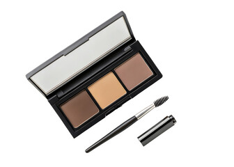 Brow palette with brush and mirror isolated on a transparent background makeup
