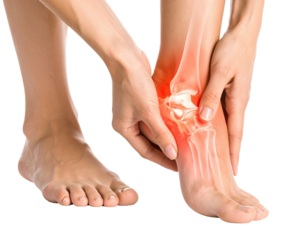 Person suffering from foot pain medical health concept isolated on white background
