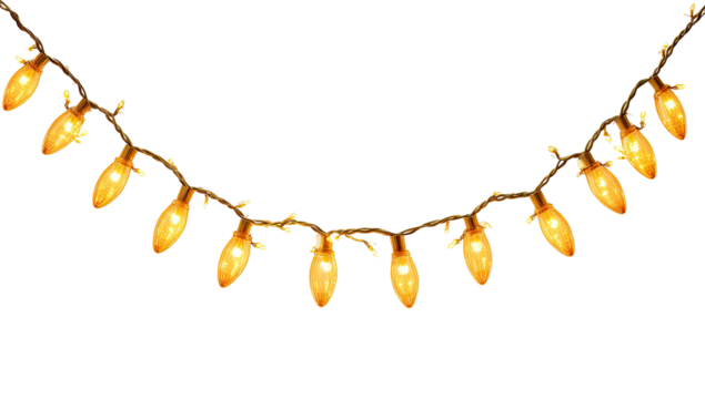 Warm, glowing string lights in a gentle arc